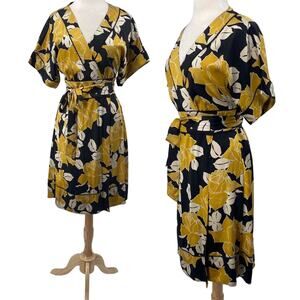 Banana Republic Black and Yellow Floral Mini Dress